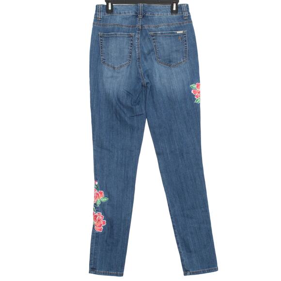 Melissa McCarthy Seven7 Jeans Skinny Slimming Boho Embroidered Floral Blue 8 - Picture 7 of 7